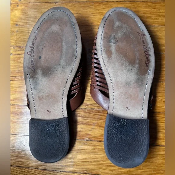 Sam Edelman leather woven flat huarache mules/sandals great condition - Picture 3 of 5